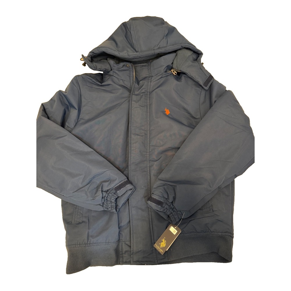 U.S. Polo Assn. Men's Blue Snorkel Jacket Size L Winter Coat W stow away Hood